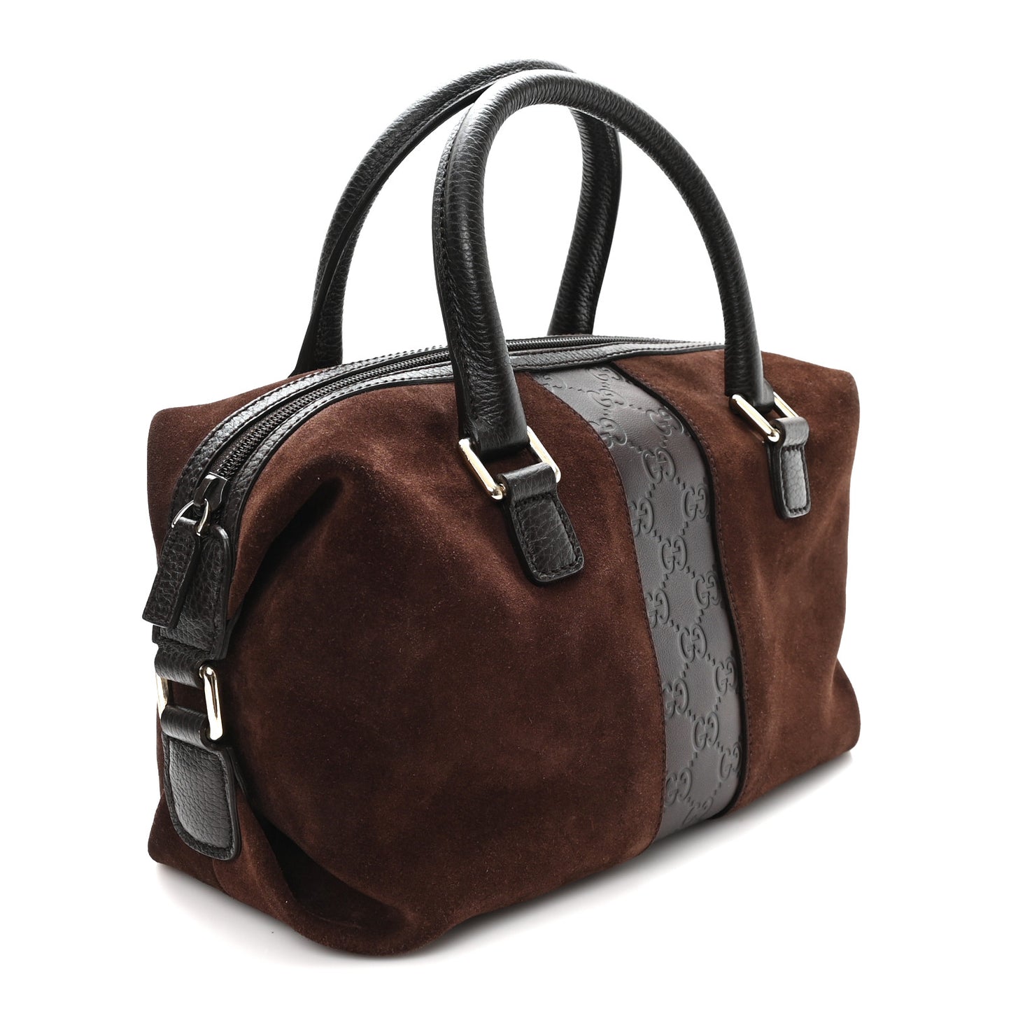 Suede Guccissima Small Boston Brown