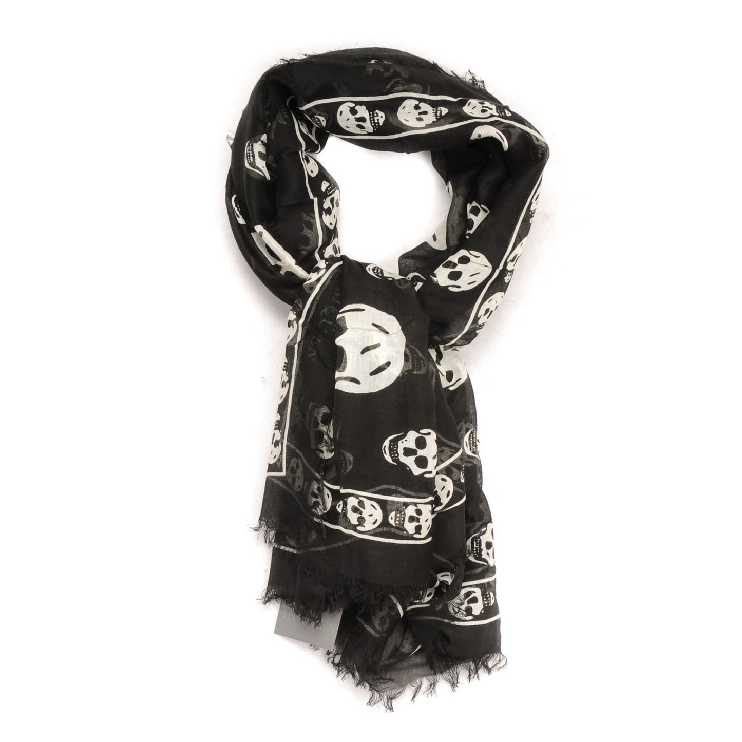 Modal Silk Skull Scarf Black White