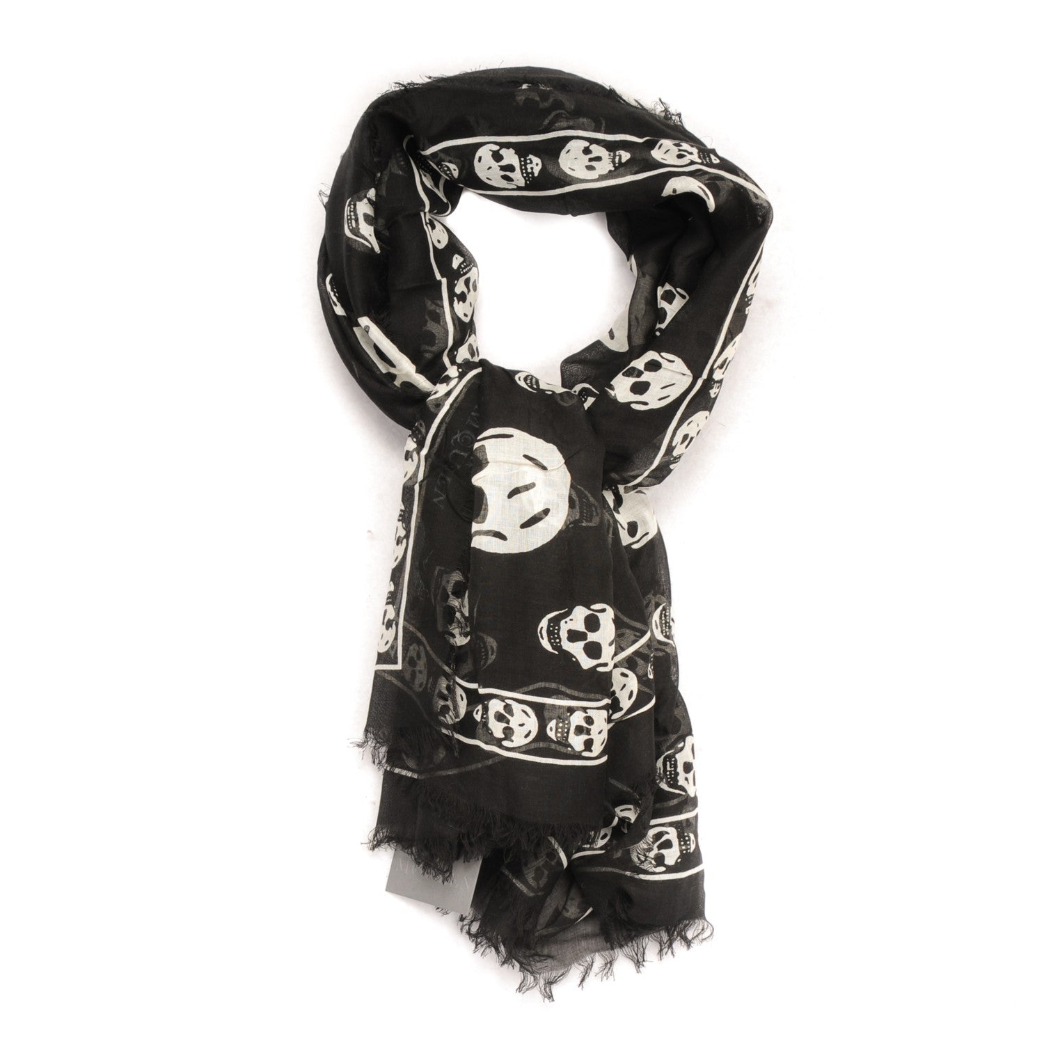 Alexander McQueen Modal Silk Skull Scarf Black White 1 of 5