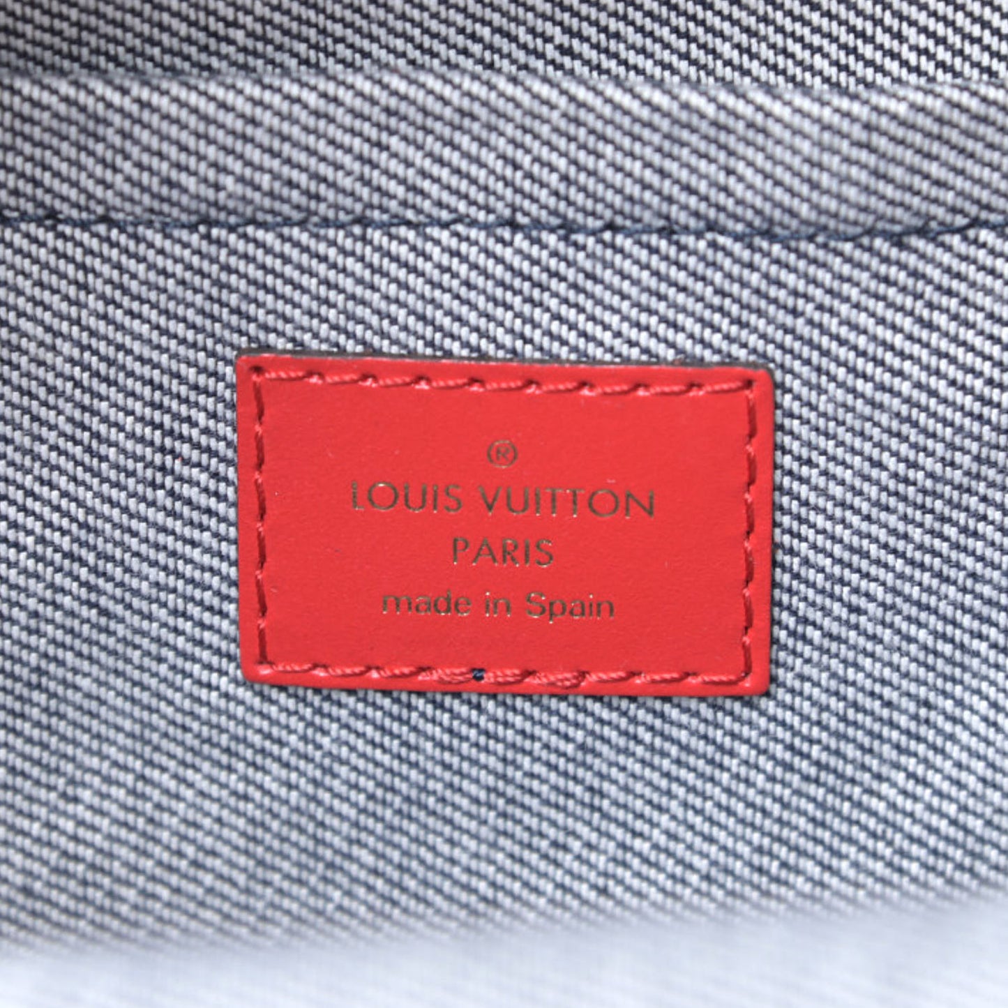Denim Damier Monogram Patchwork Palm Springs Backpack Mini Blue Rouge