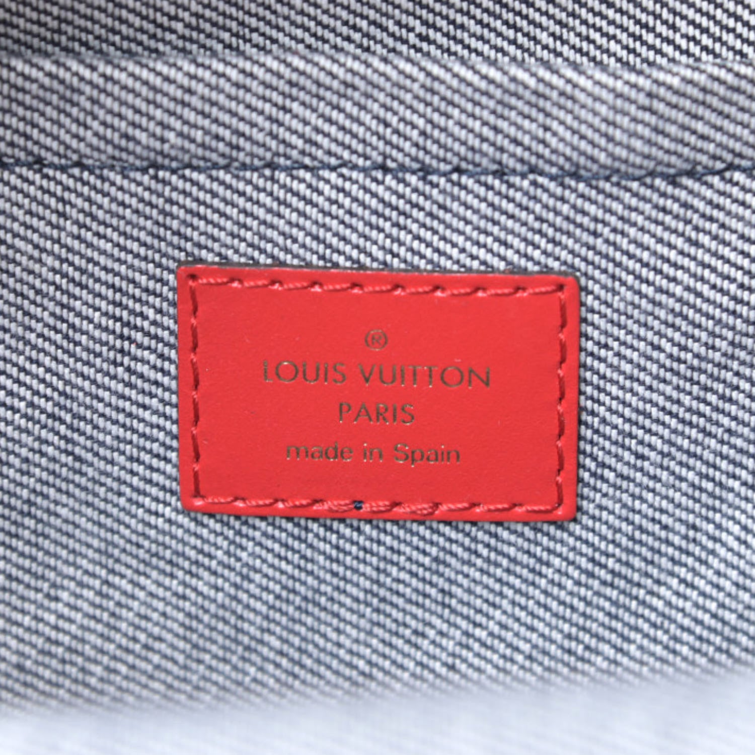 Louis Vuitton Denim Damier Monogram Patchwork Palm Springs Backpack Mini Blue Rouge 6 of 10