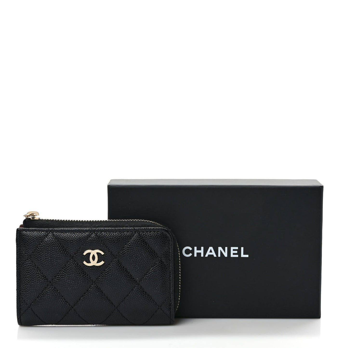 Caviar Quilted Zipped Key Holder Case Black