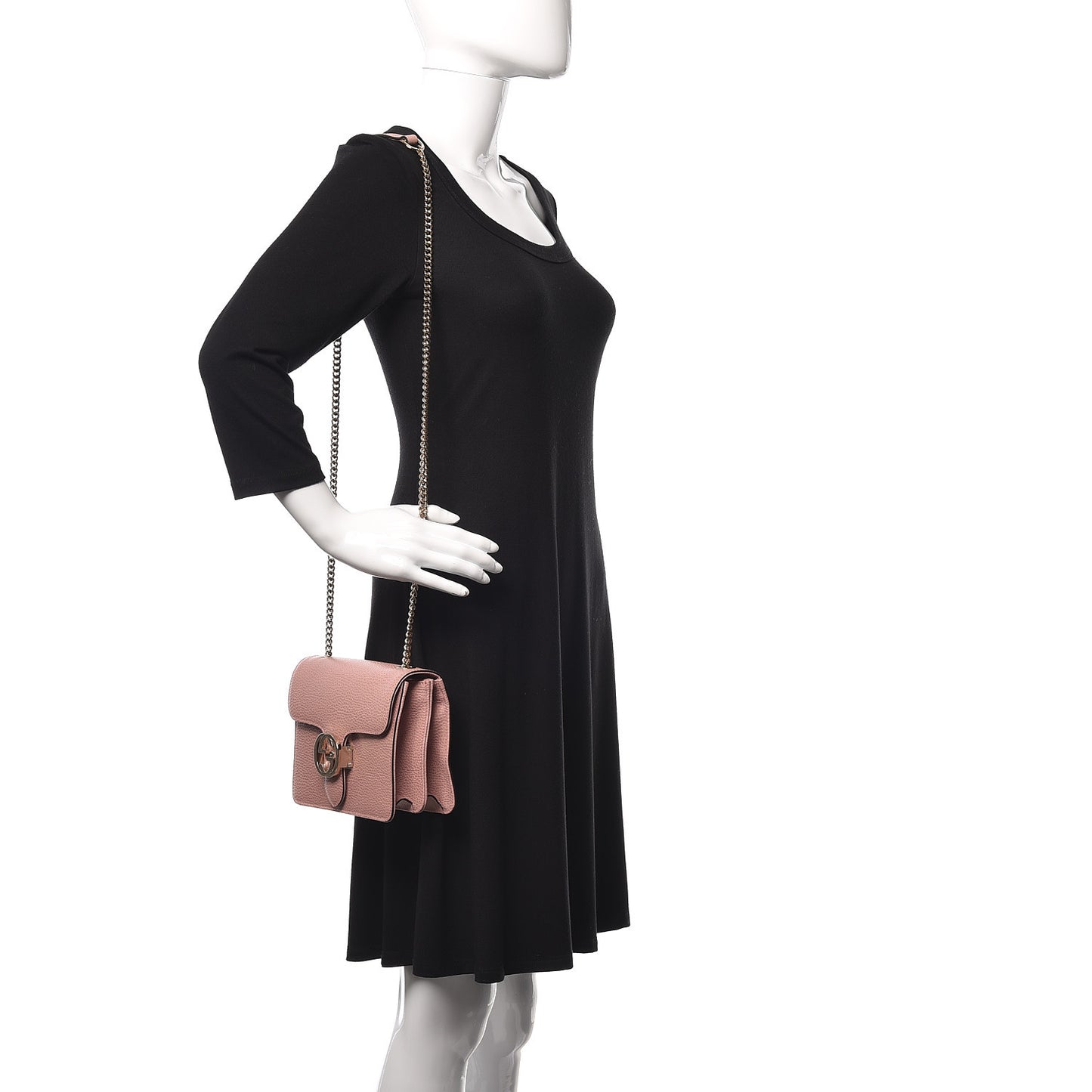 Dollar Calfskin Small Interlocking G Shoulder Bag Soft Pink