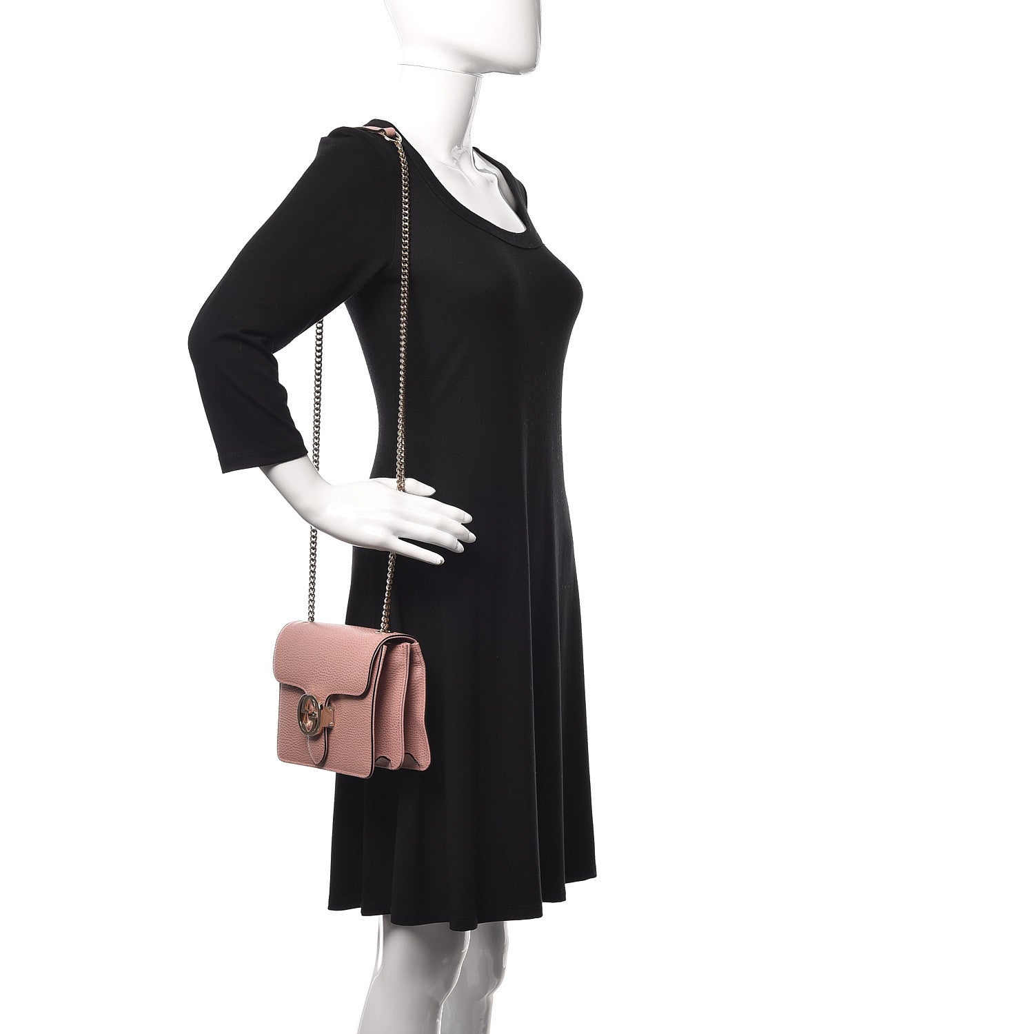 Gucci Dollar Calfskin Small Interlocking G Shoulder Bag Soft Pink 2 of 12