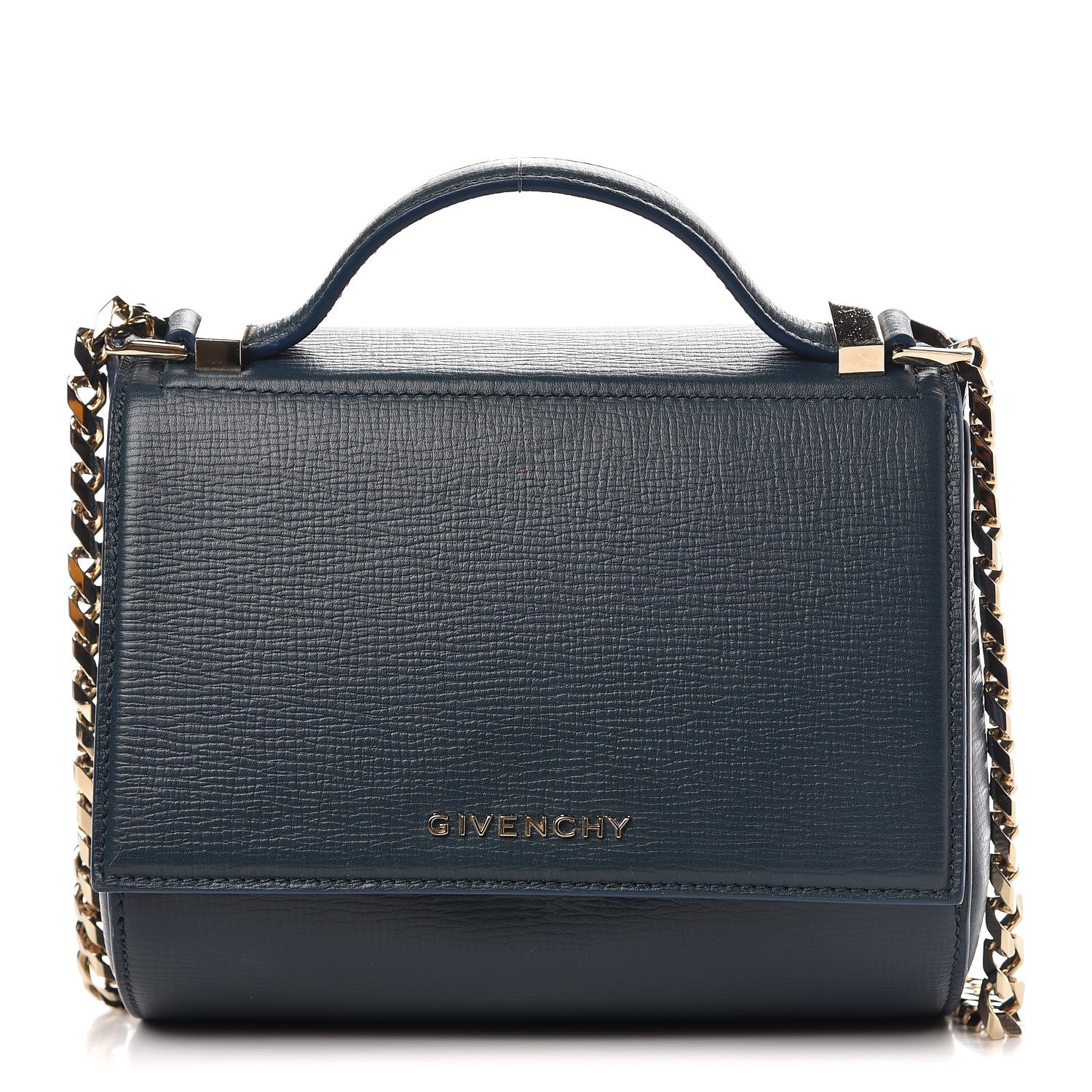 Givenchy Textured Calfskin Mini Pandora Box Chain Crossbody Bag Peacock Blue 1 of 8