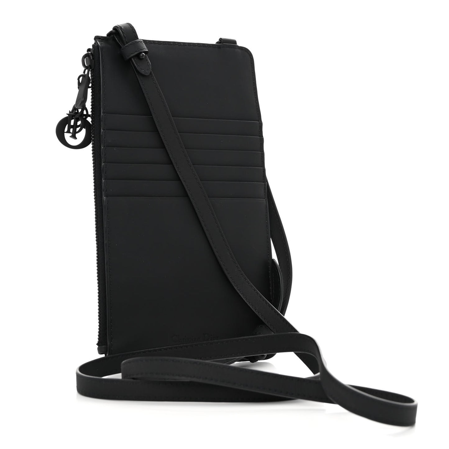 Ultra Matte Calfskin Lady Dior Long Wallet With Strap Black
