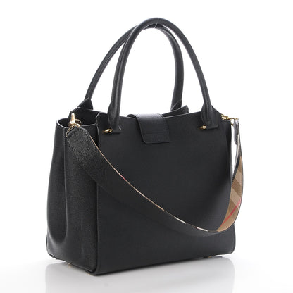Burberry Soft Grain Calfskin Medium Buckle Tote Black 5 of 11