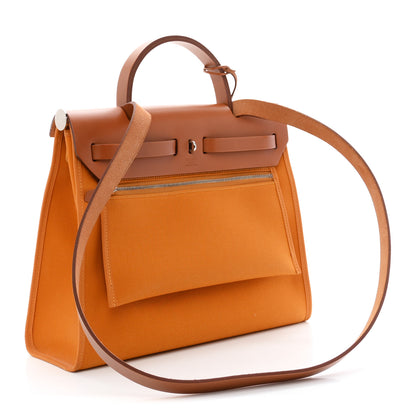 Hermes Toile Vache Hunter Herbag Zip 31 PM Jaune Ambre Natural 4 of 12