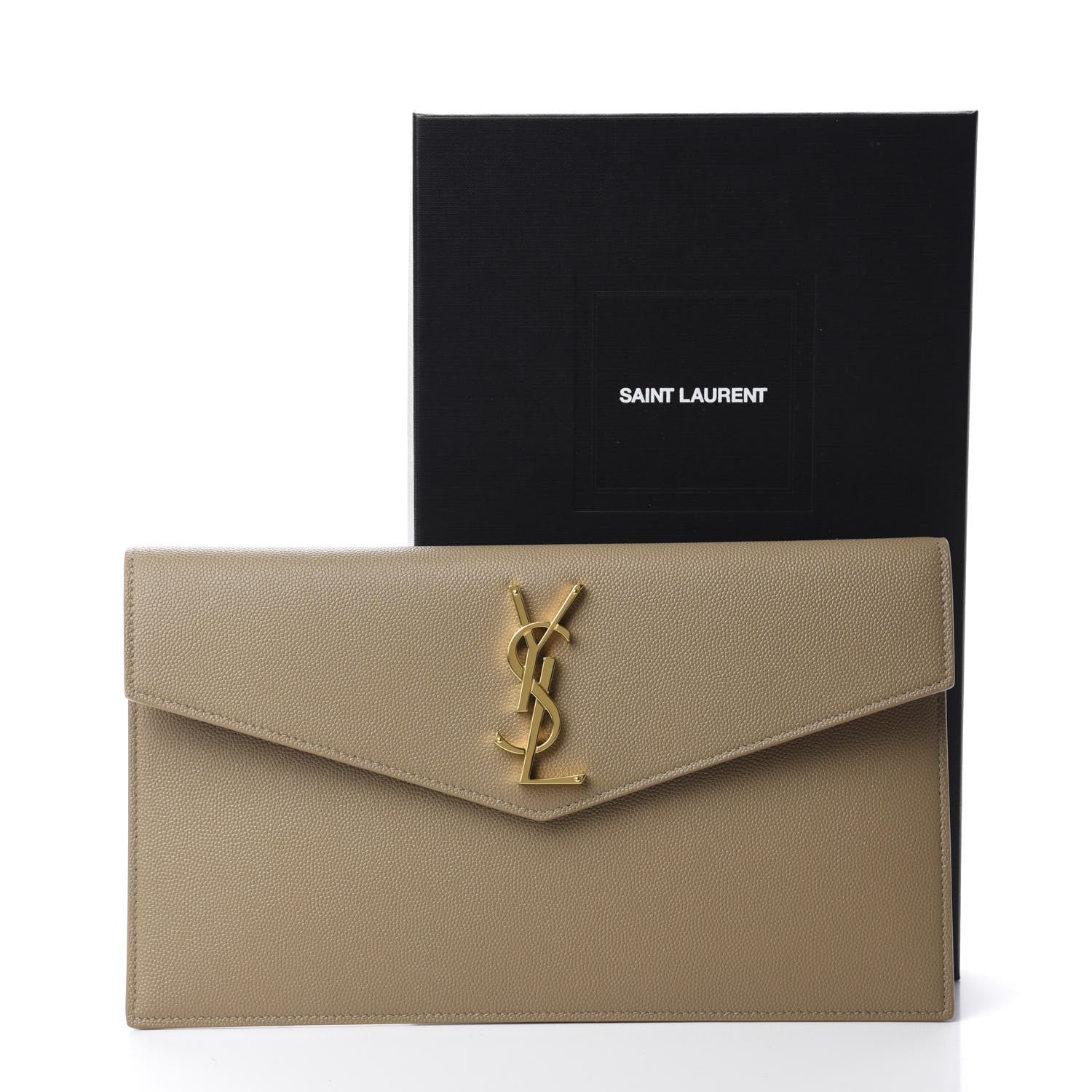 Saint Laurent Grain De Poudre Uptown Pouch Dark Beige 10 of 10