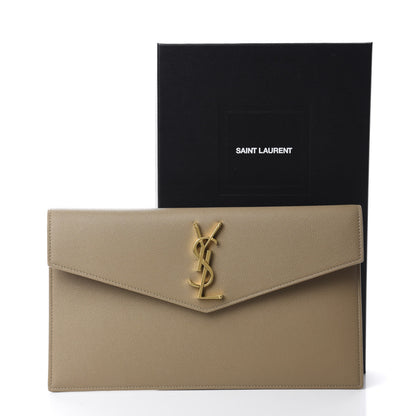 Saint Laurent Grain De Poudre Uptown Pouch Dark Beige 10 of 10