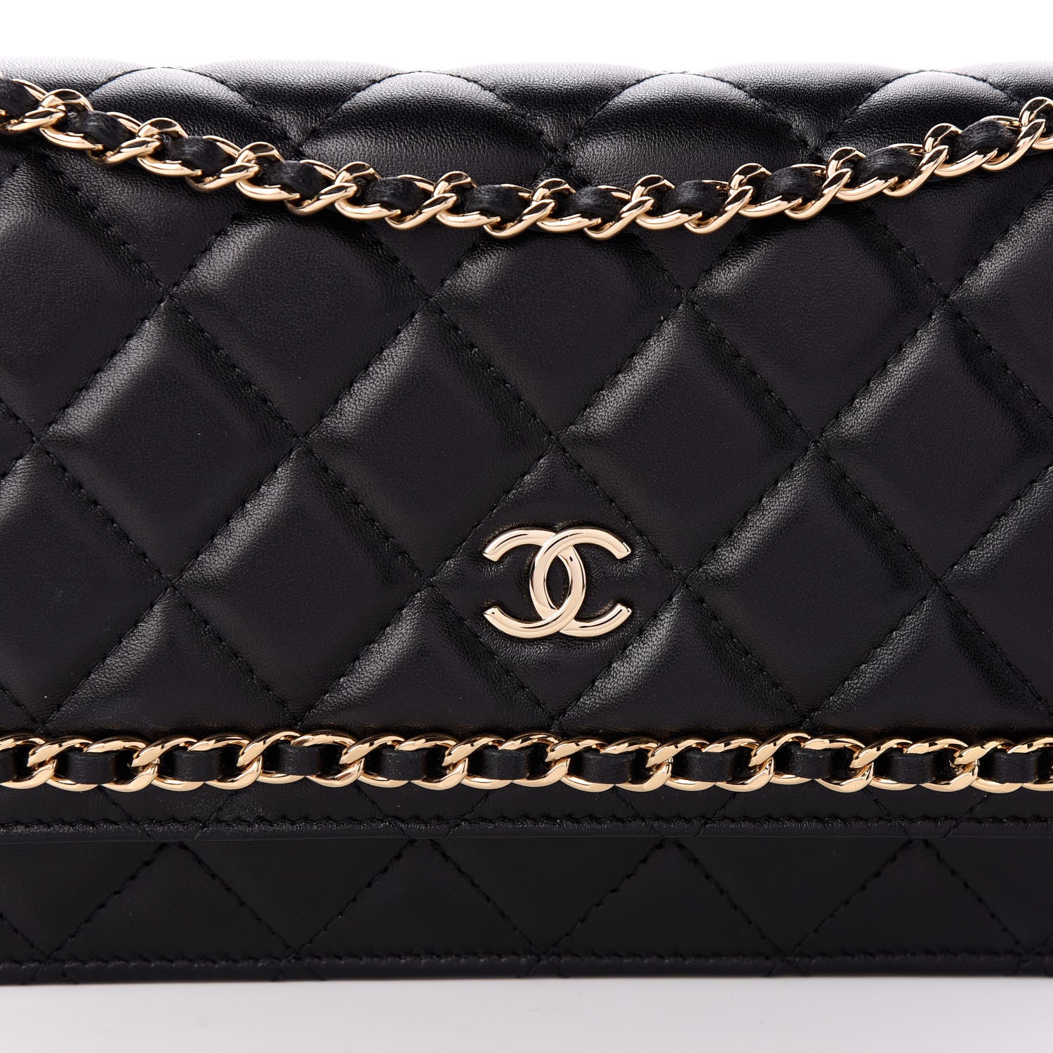 Chanel Lambskin Quilted Chain Around Wallet On Chain WOC Black 9 of 11