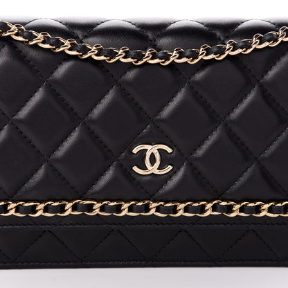 Chanel Lambskin Quilted Chain Around Wallet On Chain WOC Black 9 of 11