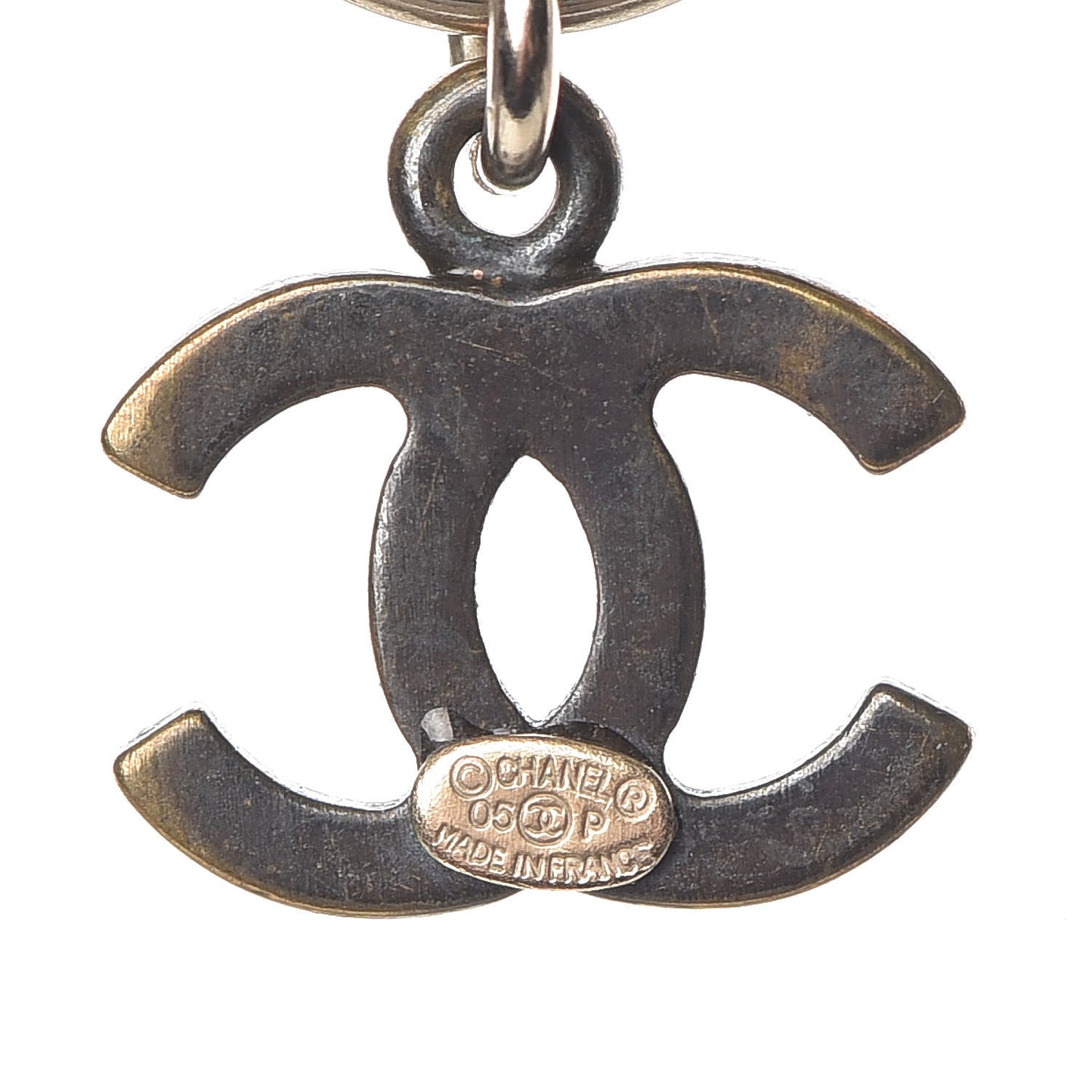 Pearl CC Logo Plate Necklace Silver