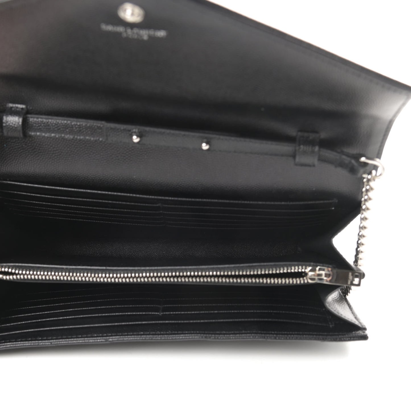 Grain De Poudre Matelasse Chevron Monogram Chain Wallet Black