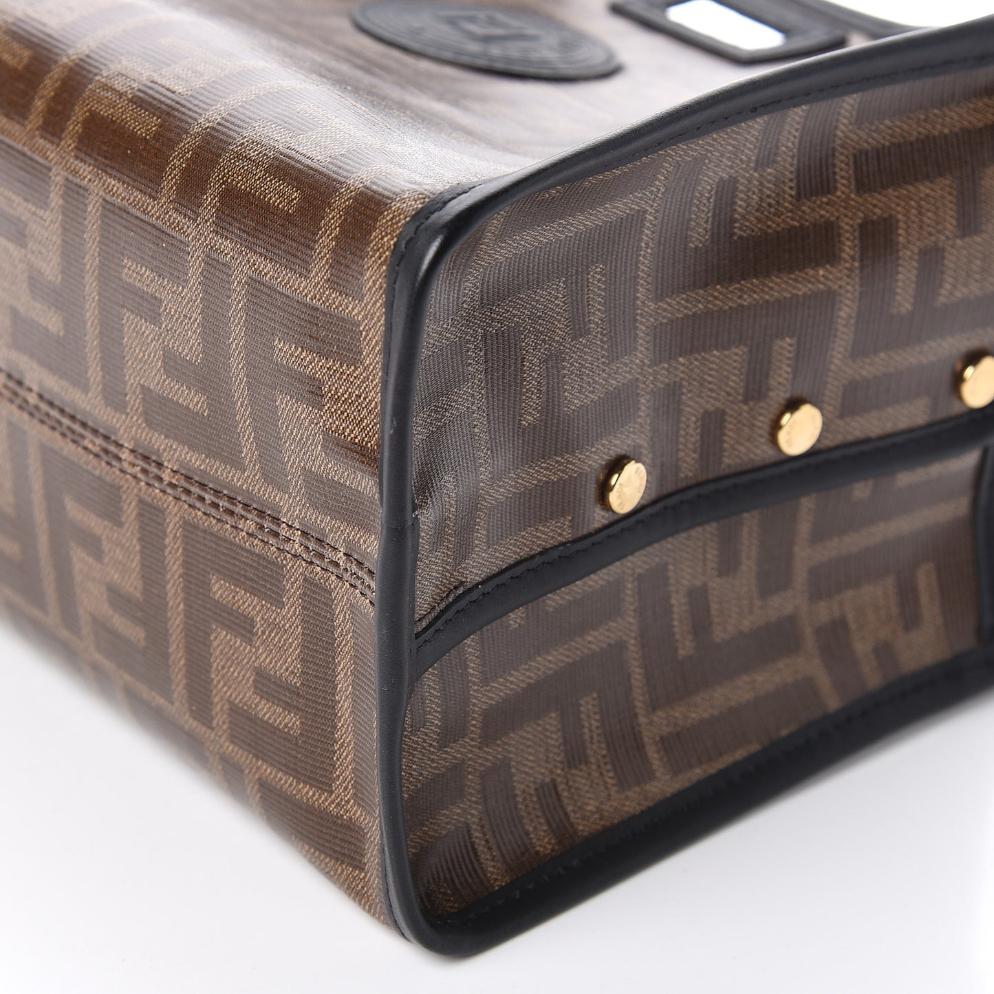 Glazed Fabric Vitello Century FF 1974 Stamp Patch Mini Peekaboo Defender Cover Mogano Panna Black