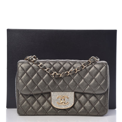 Chanel Iridescent Calfskin Quilted Crystal Mini Rectangular Flap Black Gold 11 of 11