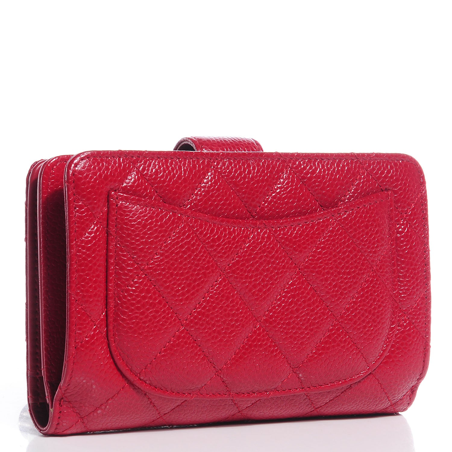 Chanel Caviar Quilted Zipped Pocket Wallet Red 3 of 10
