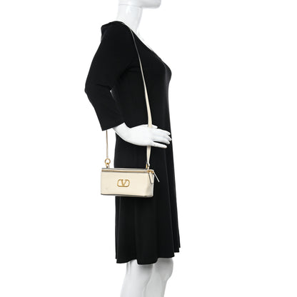Valentino Garavani Grainy Calfskin Vlogo Vanity Case White 3 of 10