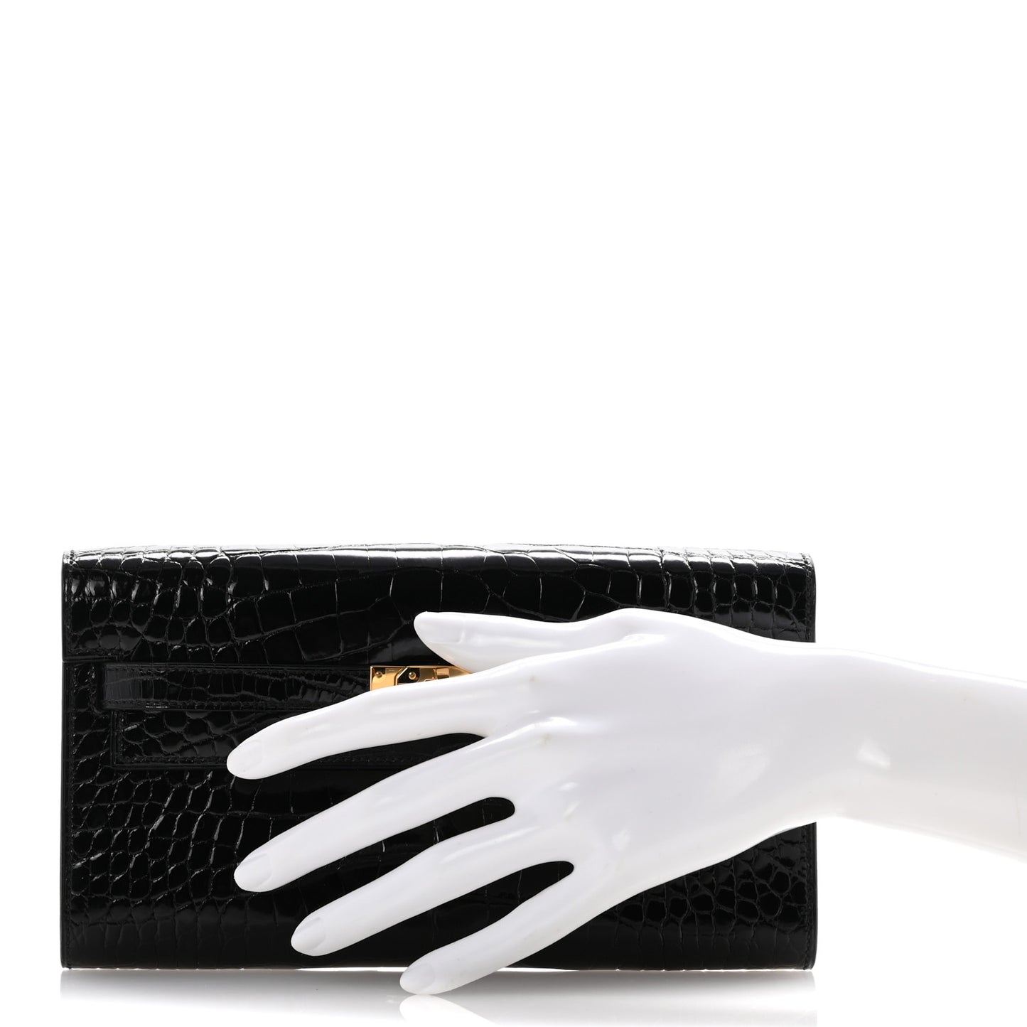 Shiny Alligator Kelly Wallet To Go Black