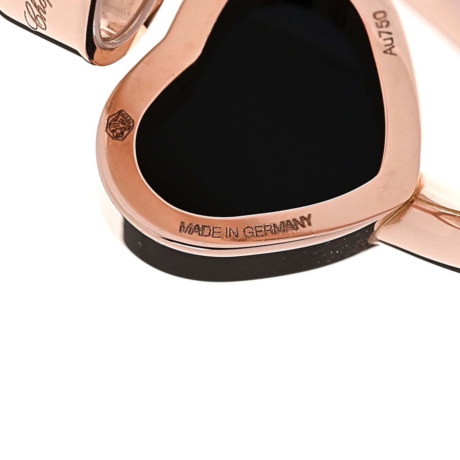Chopard 18K Rose Gold Diamond Black Onyx Happy Hearts Ring 52 6 5 of 7