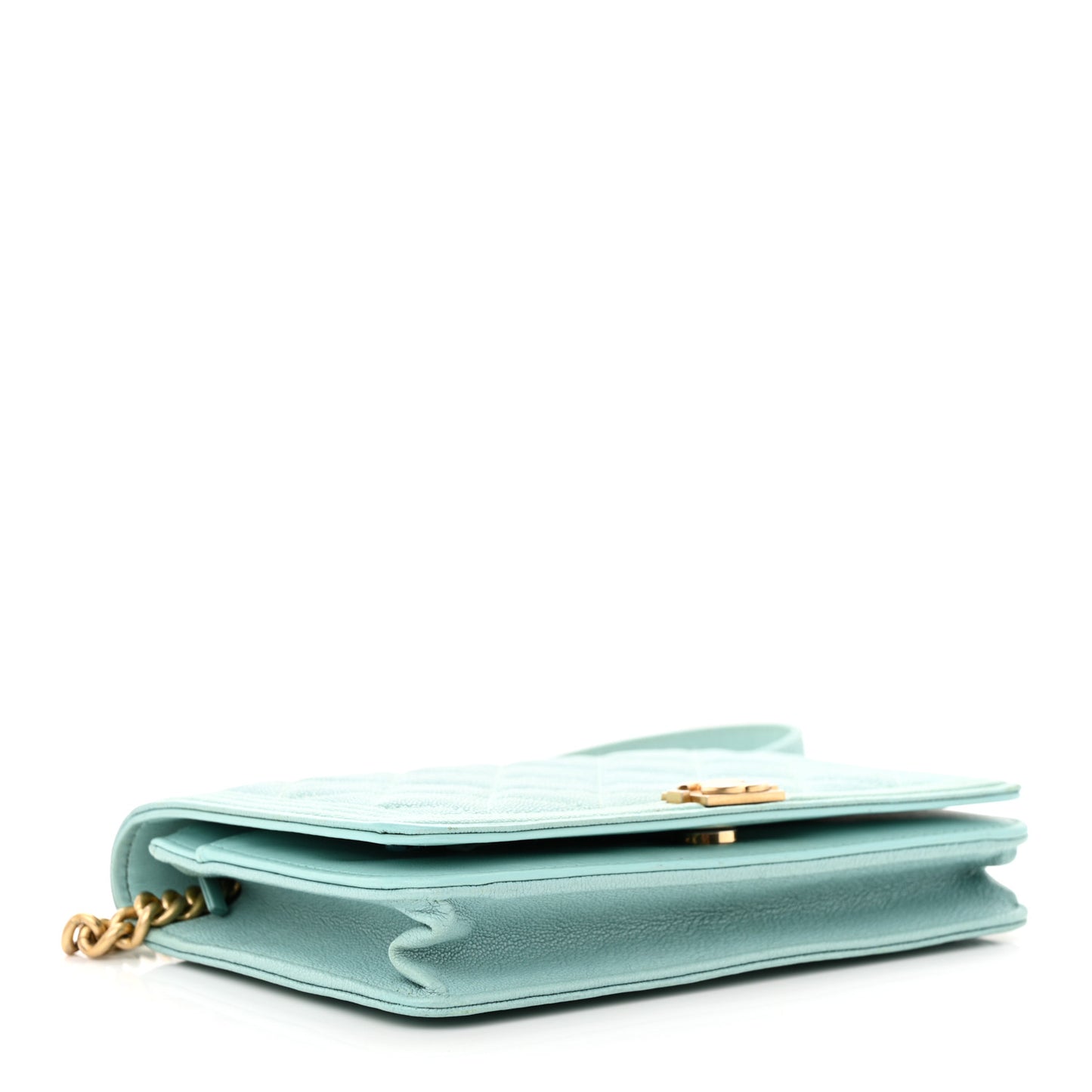 Caviar Quilted Boy Wallet On Chain WOC Light Blue