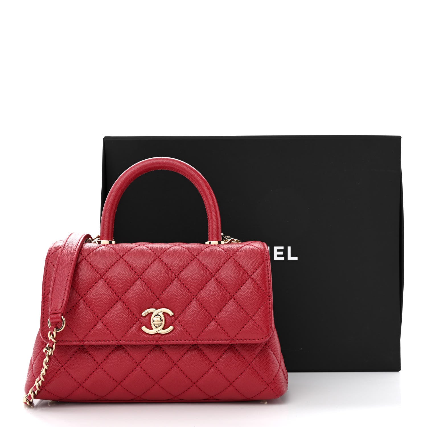Chanel Caviar Quilted Mini Coco Handle Flap Dark Pink 14 of 14