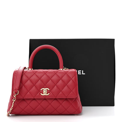 Chanel Caviar Quilted Mini Coco Handle Flap Dark Pink 14 of 14