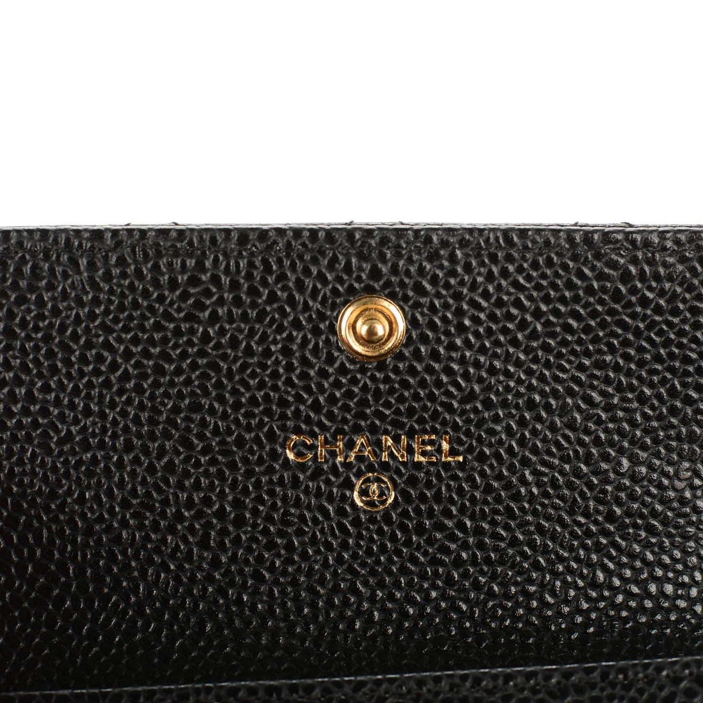Caviar Quilted Flap Card Holder Black