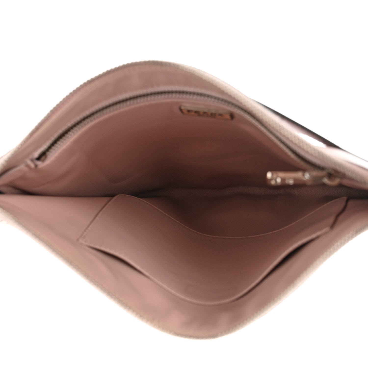Prada Metallic Saffiano Hand Strap Clutch Pink Silver 5 of 7