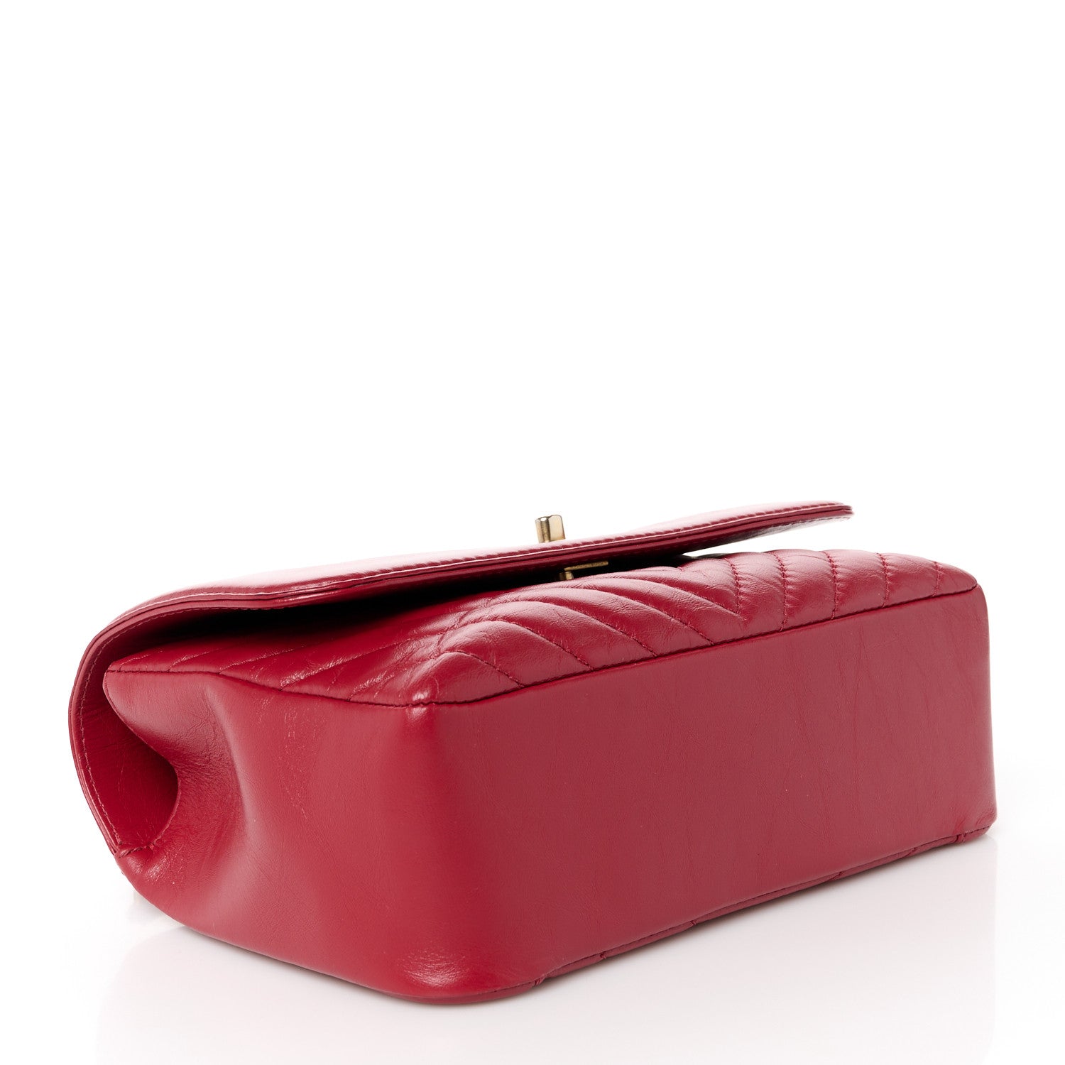 Chanel Calfskin Chevron Quilted Top Handle Flap Red 4 of 12