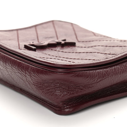 Saint Laurent Crinkled Calfskin Matelasse Monogram Niki Chain Wallet Dark Legion Red 6 of 10