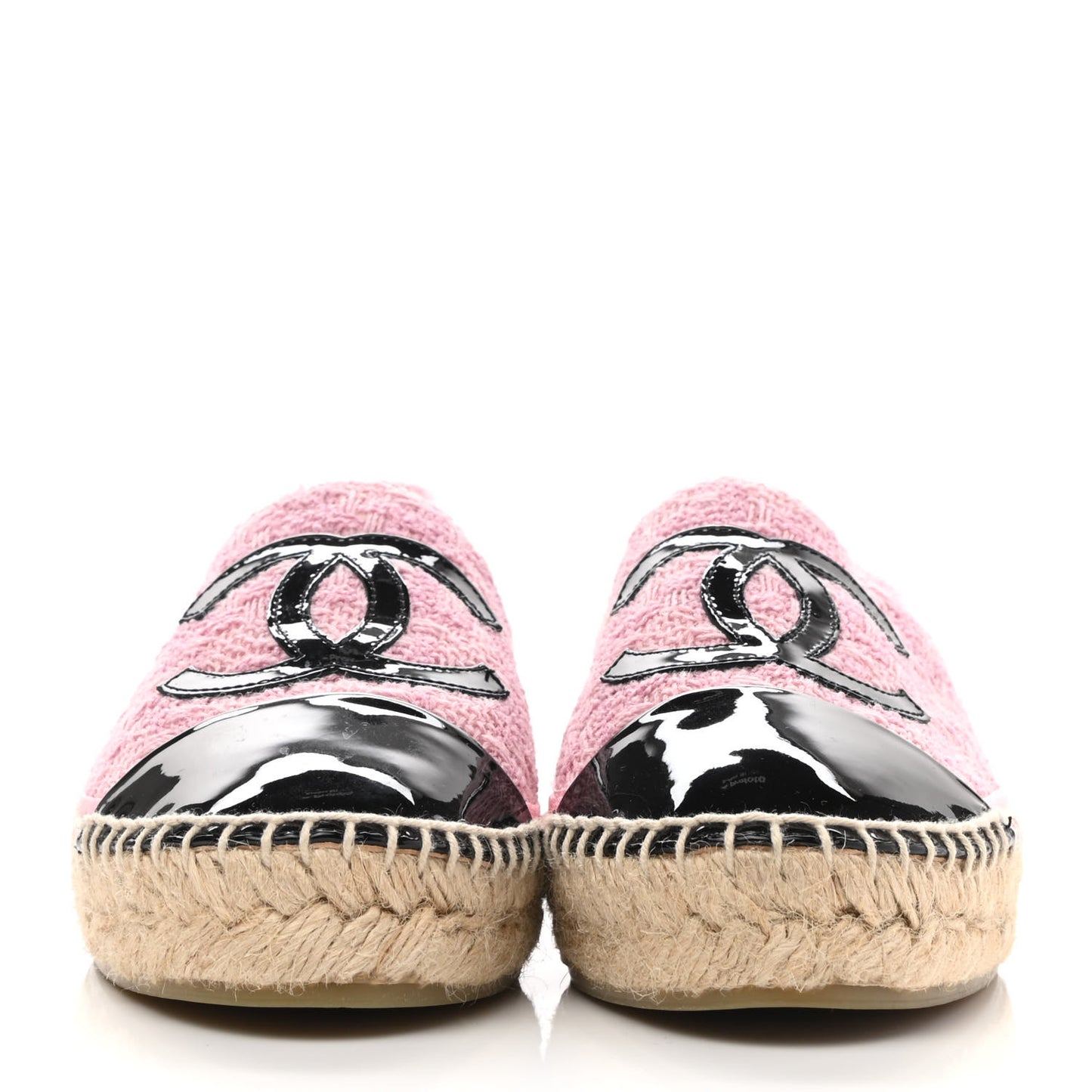 Tweed Patent CC Espadrilles 35 Pink Black