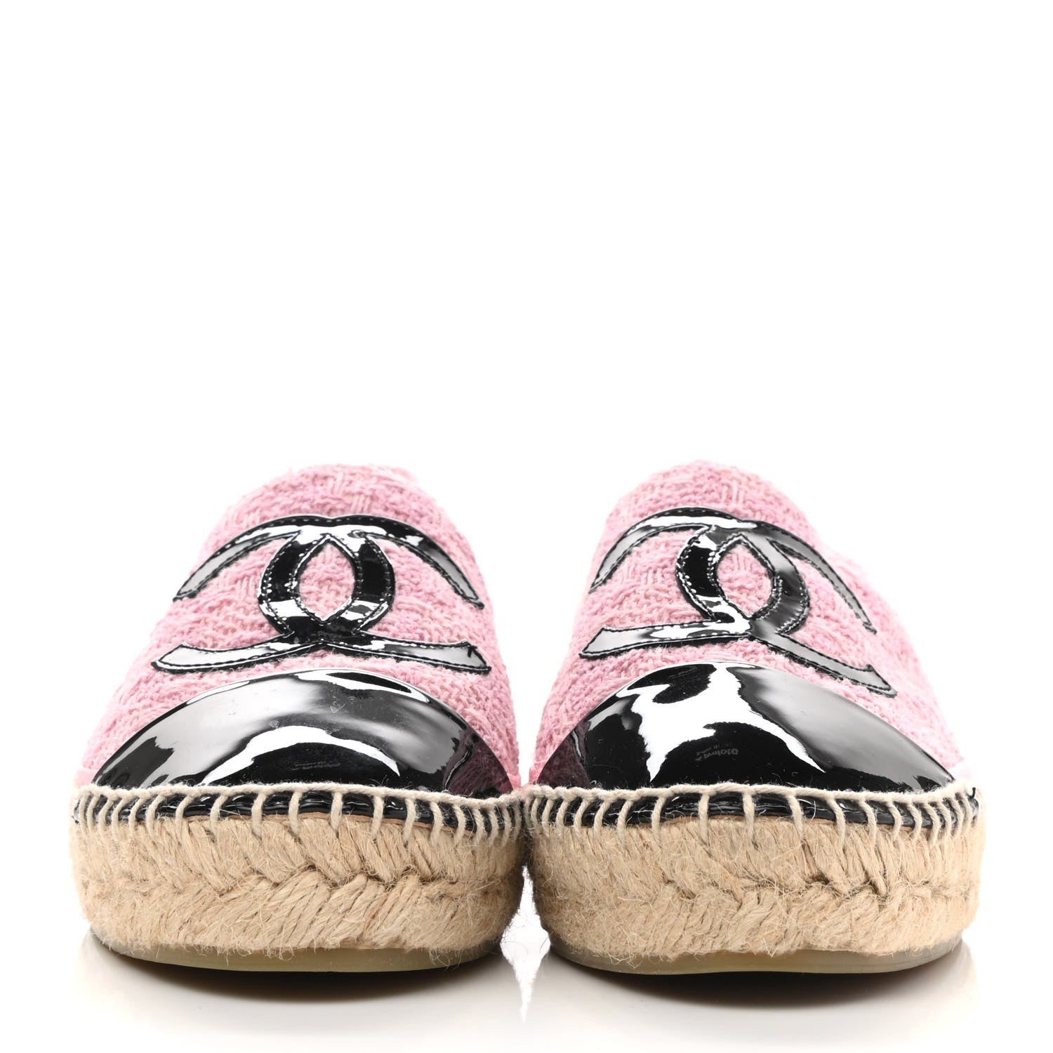 Chanel Tweed Patent CC Espadrilles 35 Pink Black 2 of 9