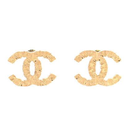 Chanel Metal Textured CC Earrings Gold 1 of 6