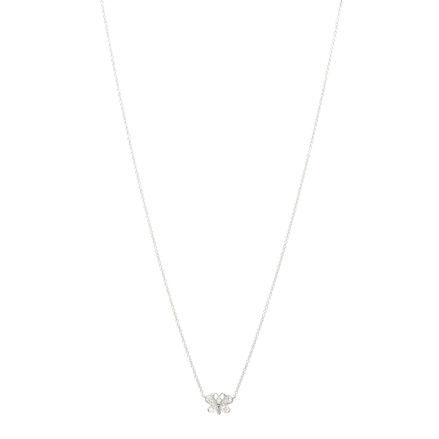 Tiffany Platinum Diamond Small Enchant Butterfly Pendant Necklace 1 of 4