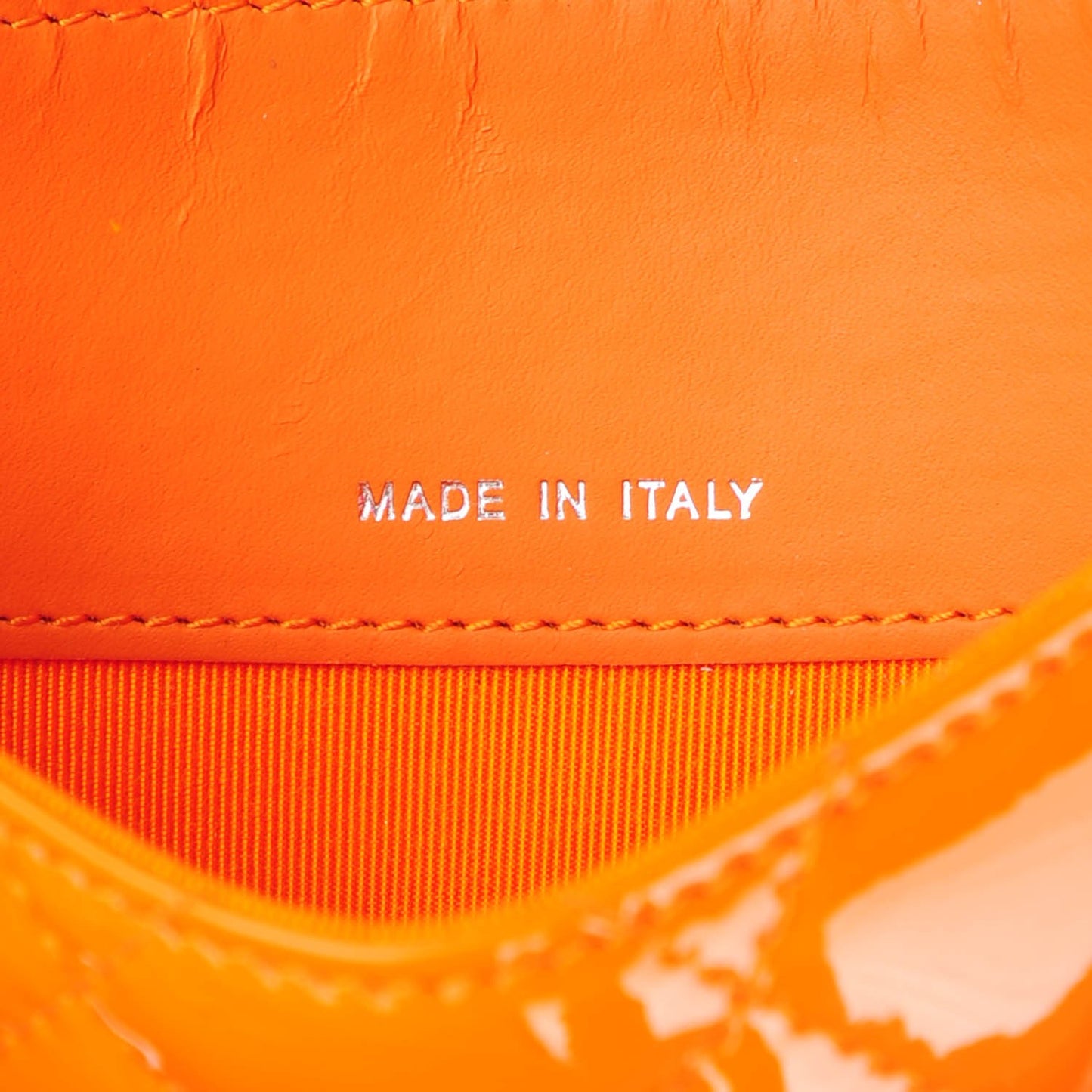 Patent Calfskin Quilted Small Flap Wallet Orange