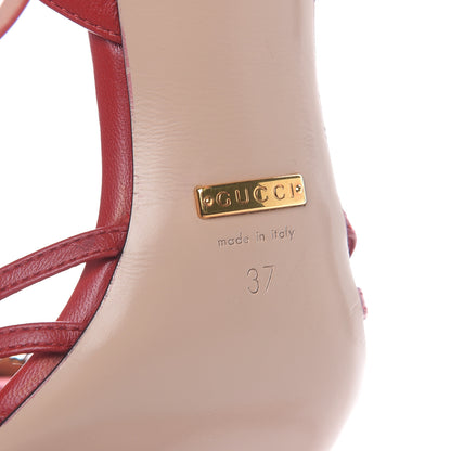 Gucci Nappa Queen Margaret Mid Heel Sandals 37 Hibiscus Red 6 of 8