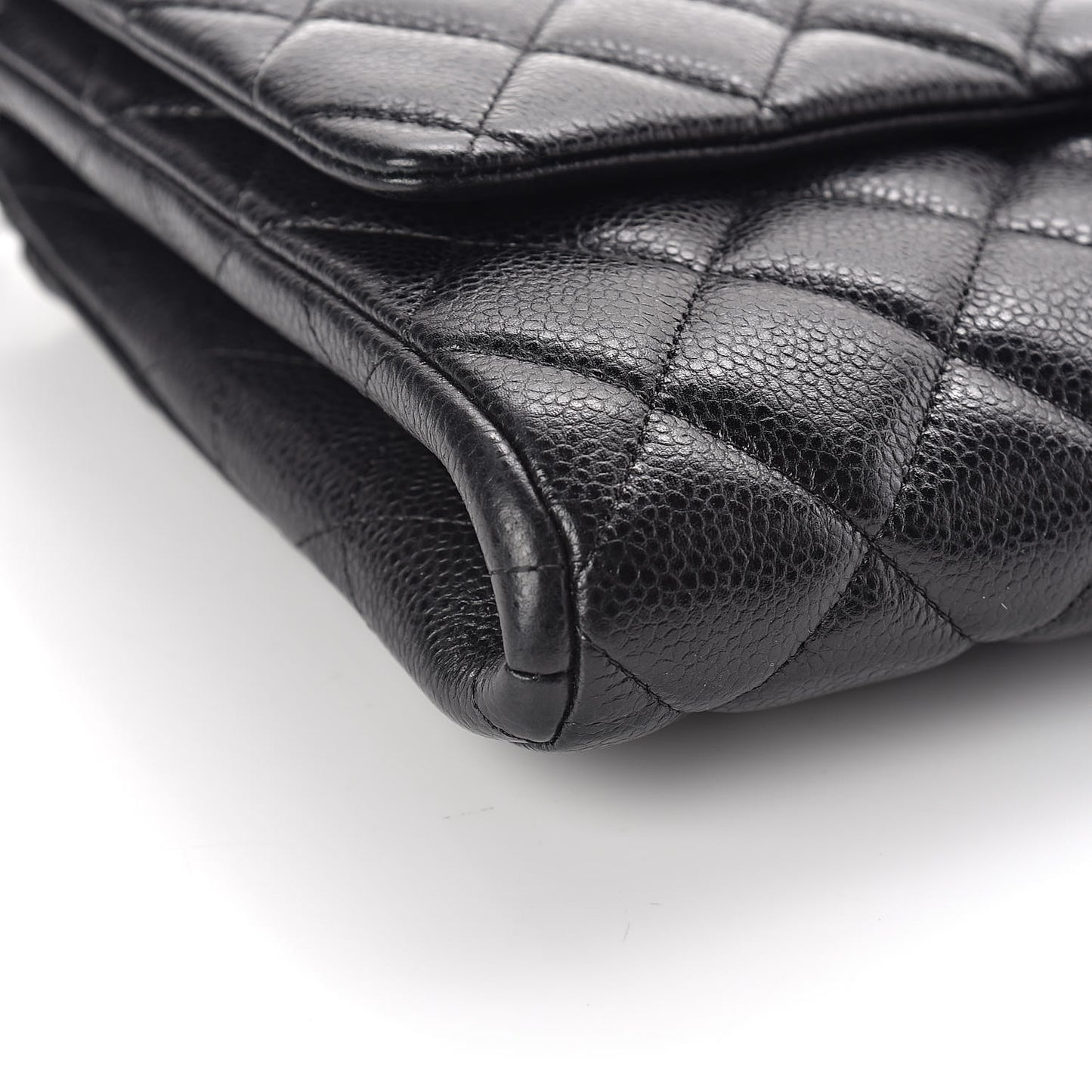 Caviar Quilted Clutch With Chain Flap Black