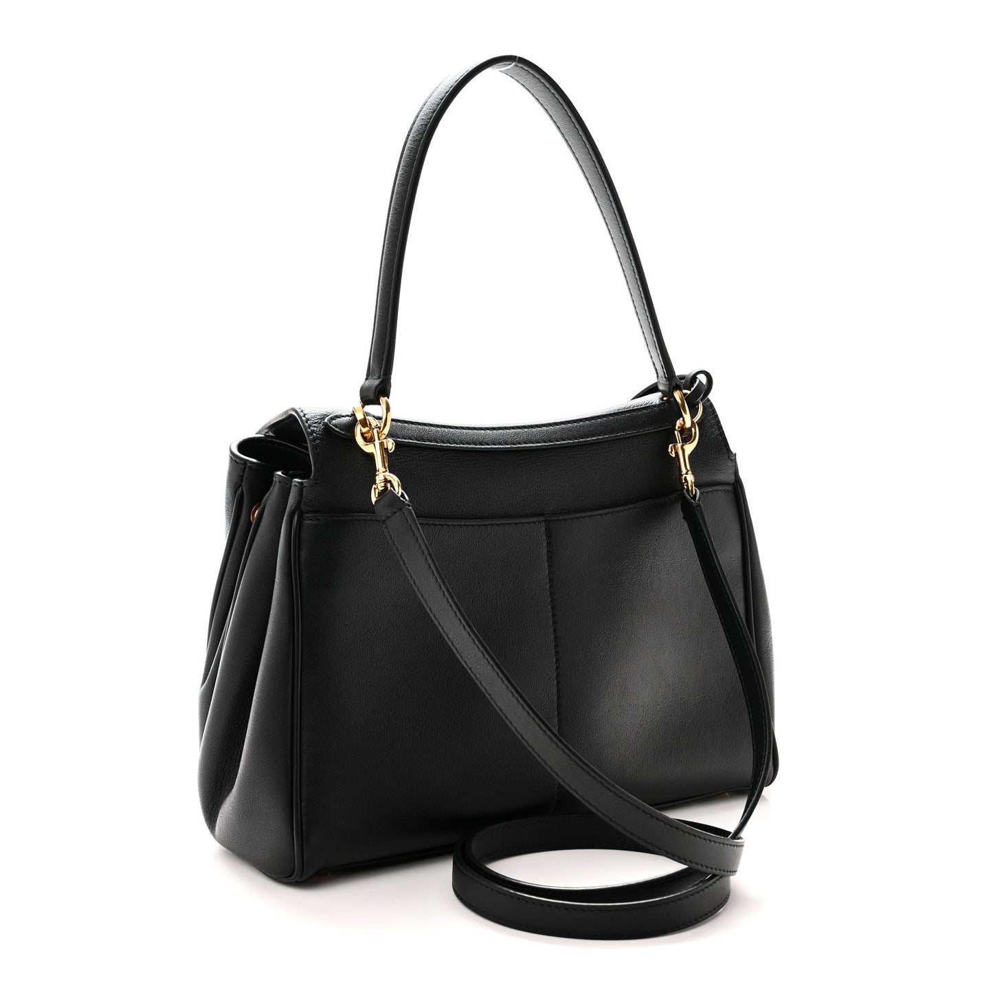 Natural Smooth Calfskin Small Rodeo Top Handle Handbag Black