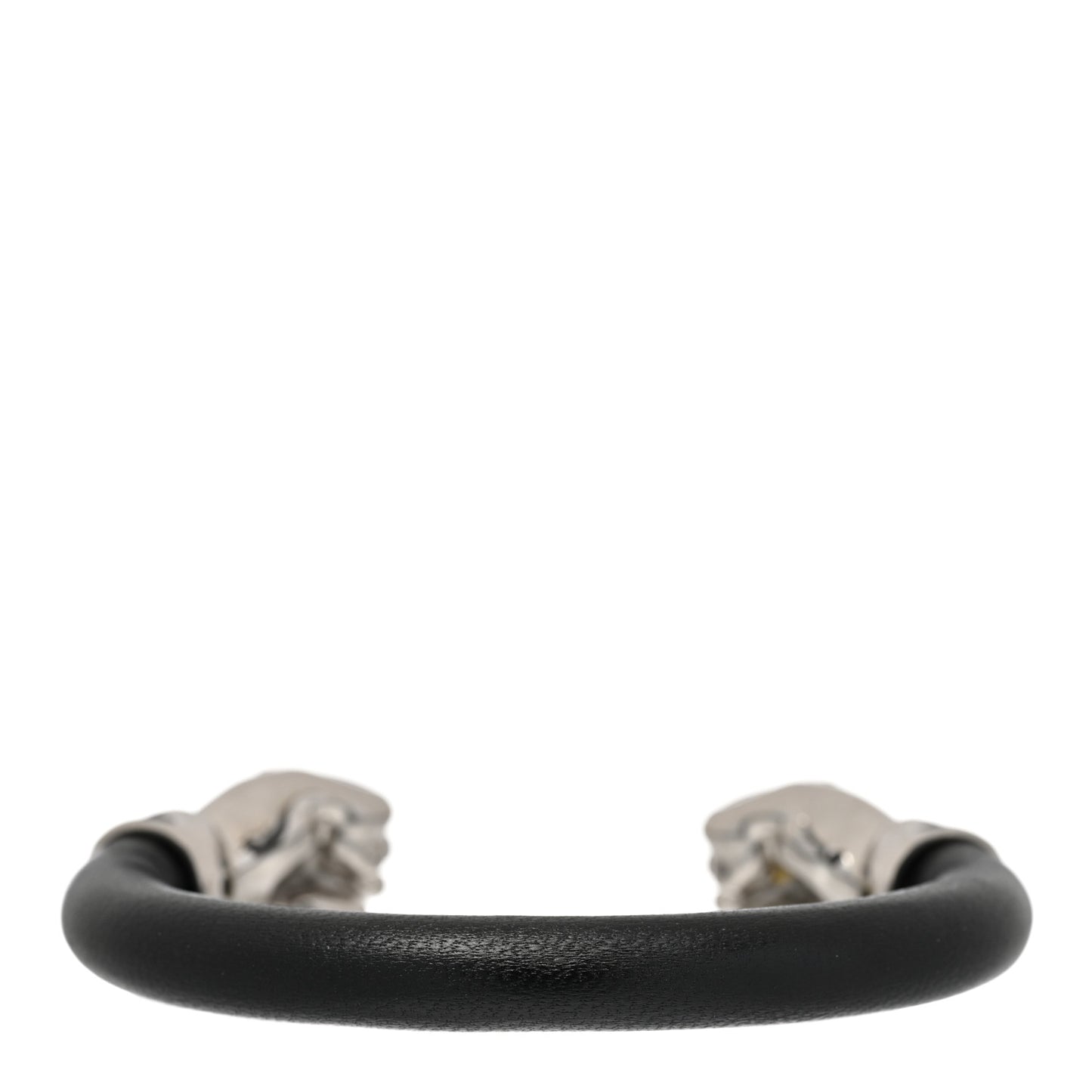 Calfskin Fist Cuff Bracelet Silver Black