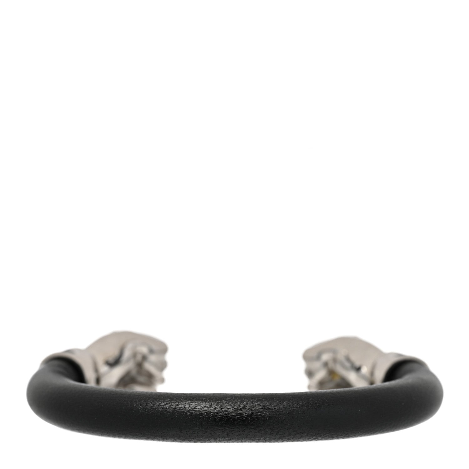 Saint Laurent Calfskin Fist Cuff Bracelet Silver Black 3 of 5