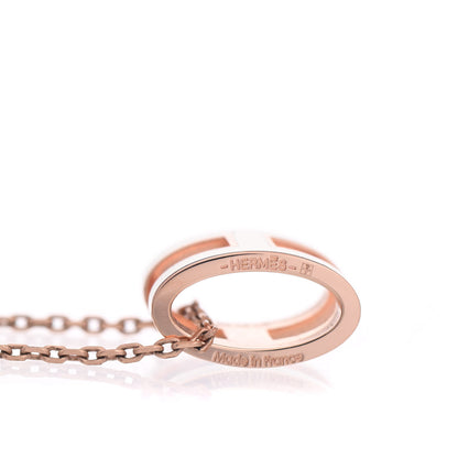 Hermes Lacquered Rose Gold Pop H Pendant Necklace White 5 of 5