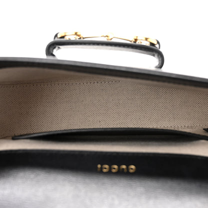 Gucci Azalea Calfskin Web Mini Horsebit 1955 Shoulder Bag Black 5 of 9