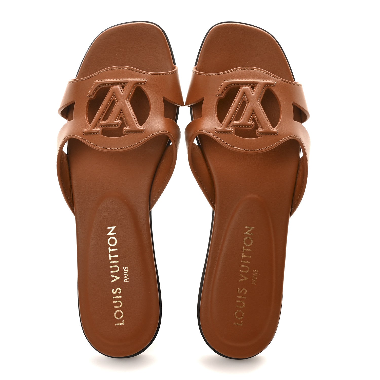 Louis Vuitton Calfskin LV Isola Flat Sandals 38 Tan 2 of 8