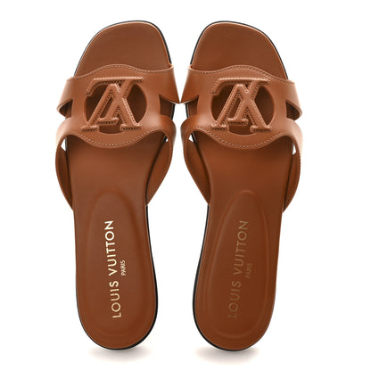 Louis Vuitton Calfskin LV Isola Flat Sandals 38 Tan 2 of 8