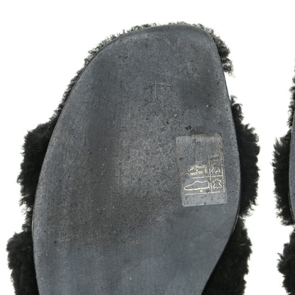 Hermes Woolskin Oran Sandals 38 Black 5 of 14