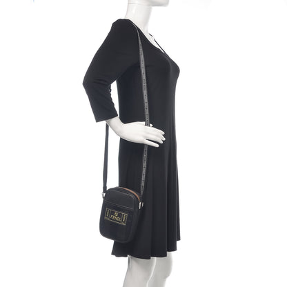 Fendi Nylon Vitello Century Pequin Logo Plate Small Crossbody Messenger Black 3 of 8