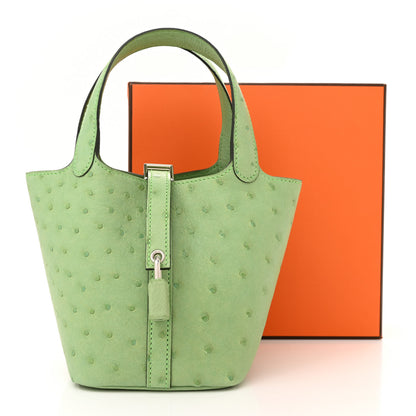 Hermes Ostrich Micro Picotin Lock Vert Criquet 11 of 11