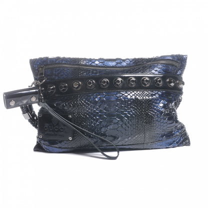 Gucci Python Metal Studs Clutch Metallic Blue 1 of 7