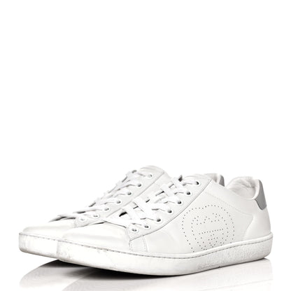 Gucci Calfskin Interlocking G Perforated Womens Ace Sneakers 38 White Grey Sky 2 of 10